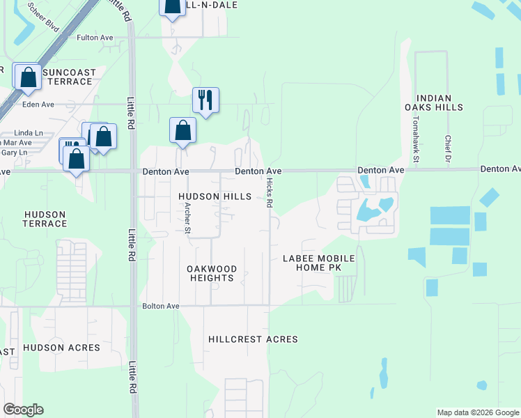 map of restaurants, bars, coffee shops, grocery stores, and more near 15825 Hicks Road in Hudson