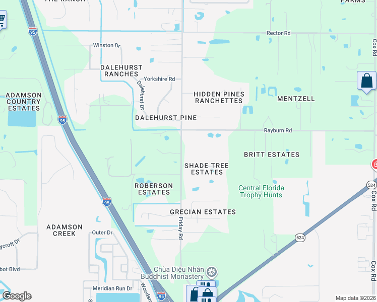 map of restaurants, bars, coffee shops, grocery stores, and more near 1800 Friday Road in Cocoa