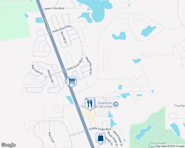 map of restaurants, bars, coffee shops, grocery stores, and more near 16204 Magnolia Hill Street in Clermont