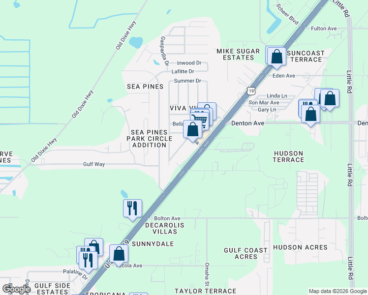 map of restaurants, bars, coffee shops, grocery stores, and more near 15834 Adobe Drive in Hudson