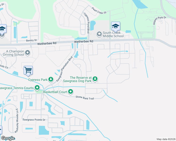 map of restaurants, bars, coffee shops, grocery stores, and more near 12271 Prairie Plantation Way in Orlando