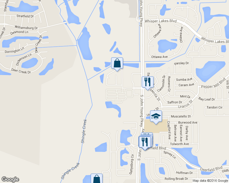 map of restaurants, bars, coffee shops, grocery stores, and more near 12228 Triton Lane in Orlando
