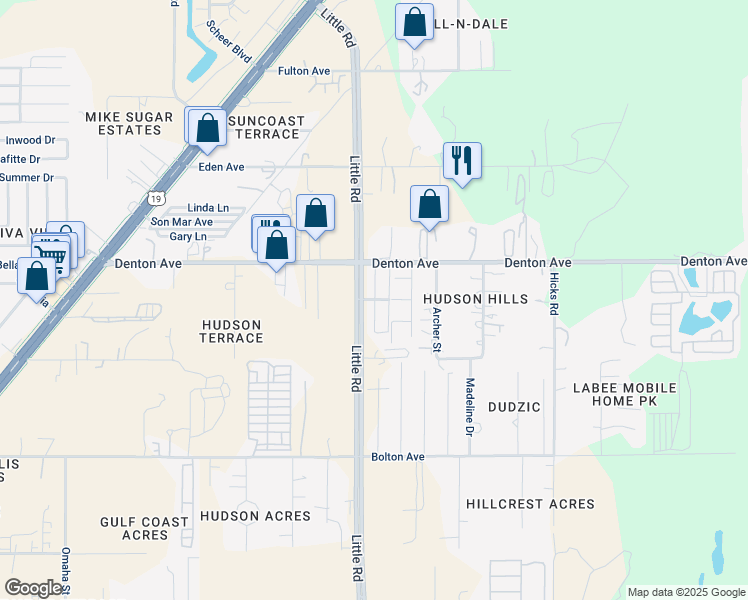 map of restaurants, bars, coffee shops, grocery stores, and more near 15915 Homewood Lane in Hudson