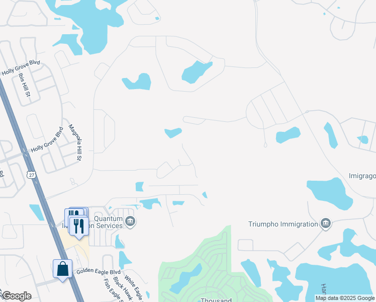 map of restaurants, bars, coffee shops, grocery stores, and more near 16742 Broadford Lane in Clermont