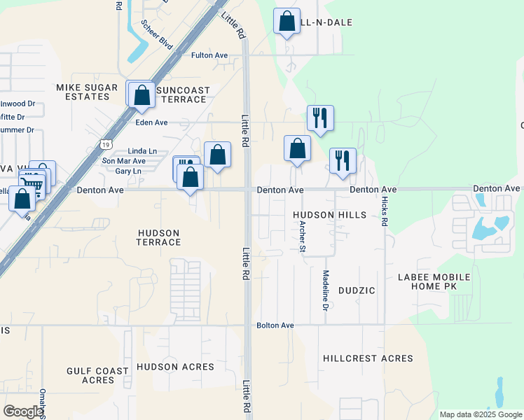 map of restaurants, bars, coffee shops, grocery stores, and more near 15915 Homewood Lane in Hudson