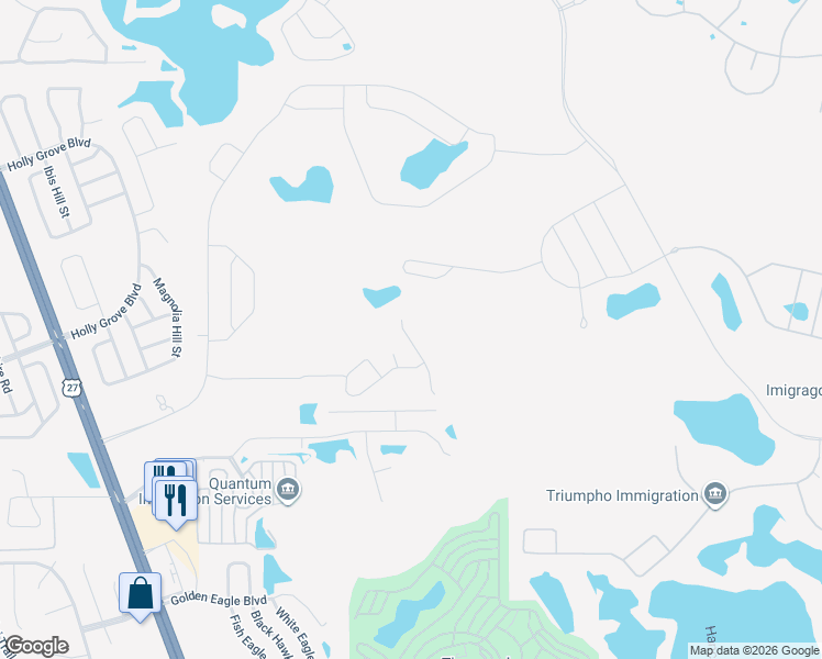 map of restaurants, bars, coffee shops, grocery stores, and more near 16979 Basswood Lane in Clermont