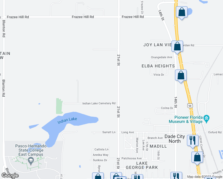 map of restaurants, bars, coffee shops, grocery stores, and more near 15839 Powerline Road in Dade City