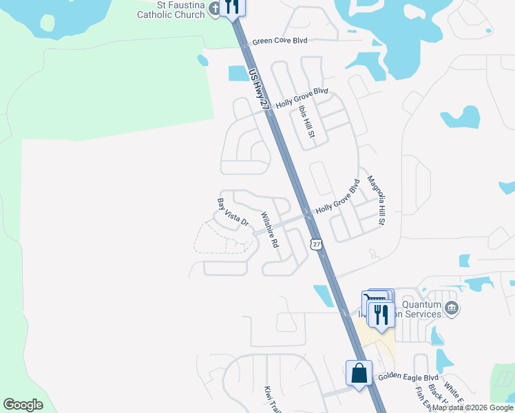map of restaurants, bars, coffee shops, grocery stores, and more near 15902 Bay Vista Drive in Clermont
