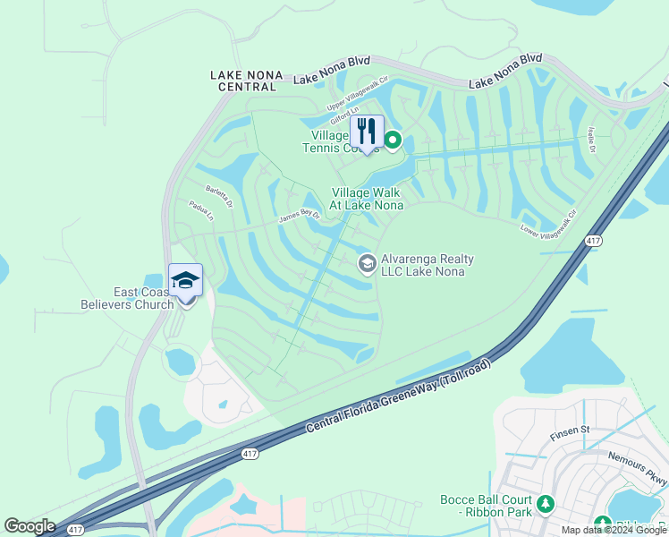 map of restaurants, bars, coffee shops, grocery stores, and more near 12219 Pasha Lane in Orlando