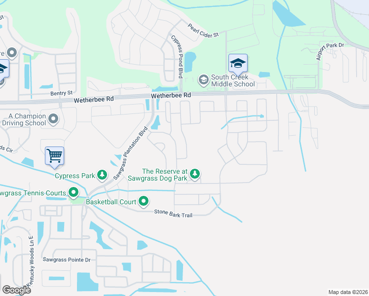 map of restaurants, bars, coffee shops, grocery stores, and more near 12215 Prairie Plantation Way in Orlando