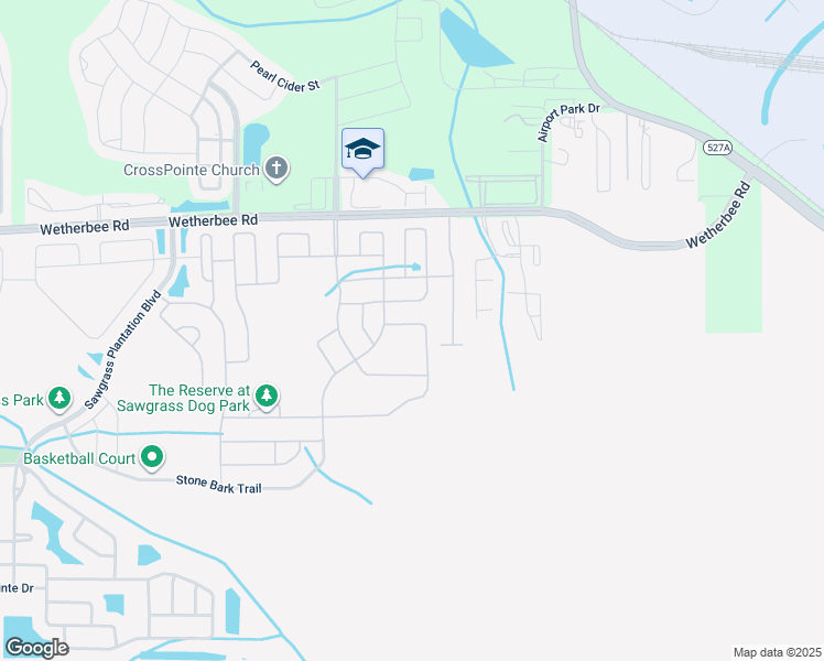 map of restaurants, bars, coffee shops, grocery stores, and more near 4057 Prairie Reserve Boulevard in Orlando