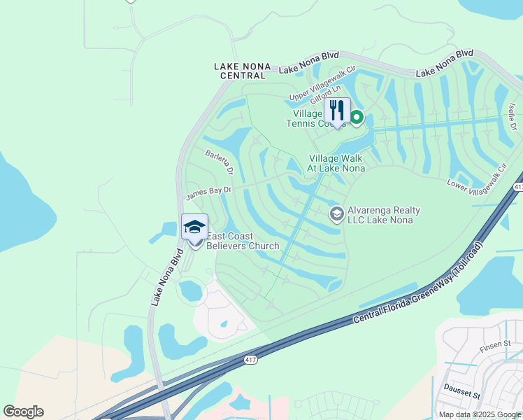 map of restaurants, bars, coffee shops, grocery stores, and more near 11958 Xenia Lane in Orlando