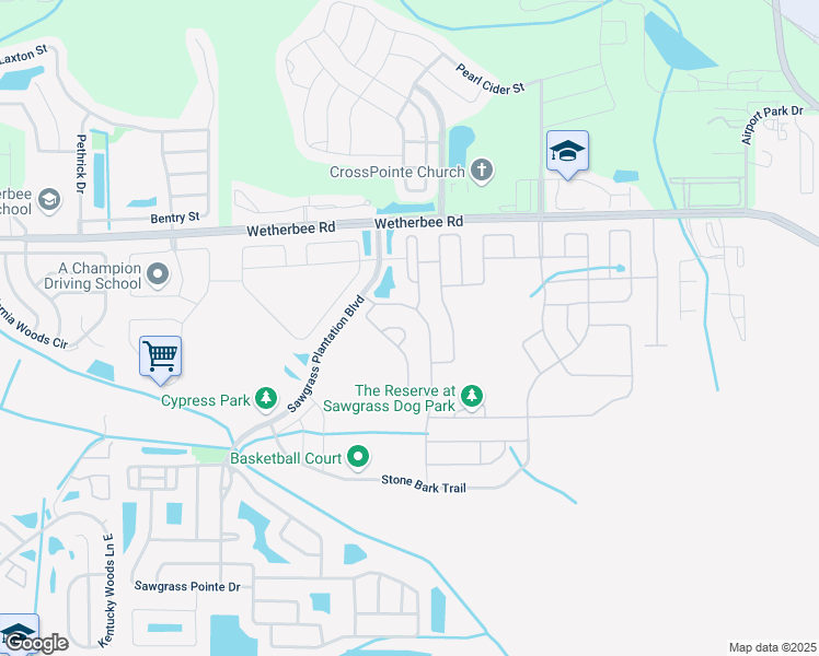 map of restaurants, bars, coffee shops, grocery stores, and more near 3037 Sweetbay Magnolia Court in Orlando