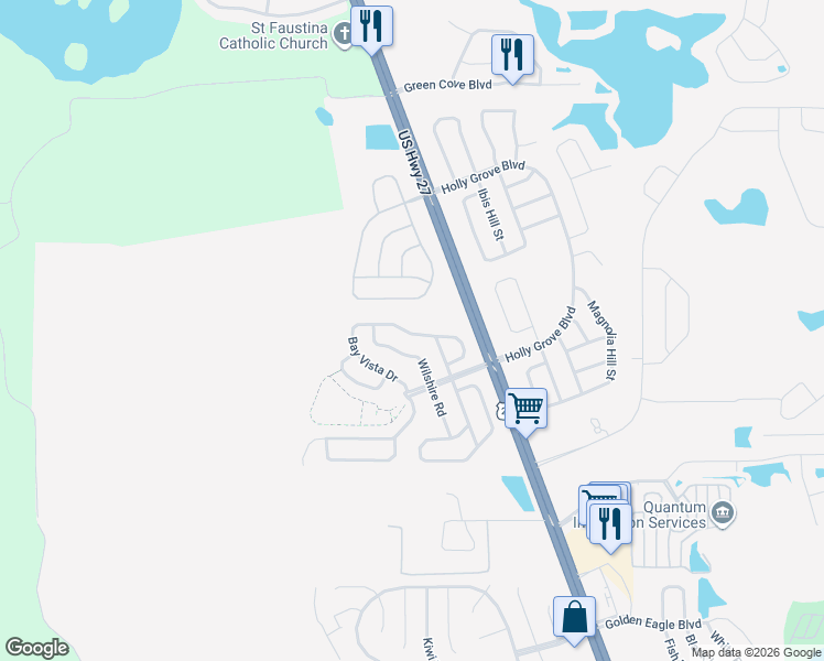 map of restaurants, bars, coffee shops, grocery stores, and more near 15902 Bay Vista Drive in Clermont