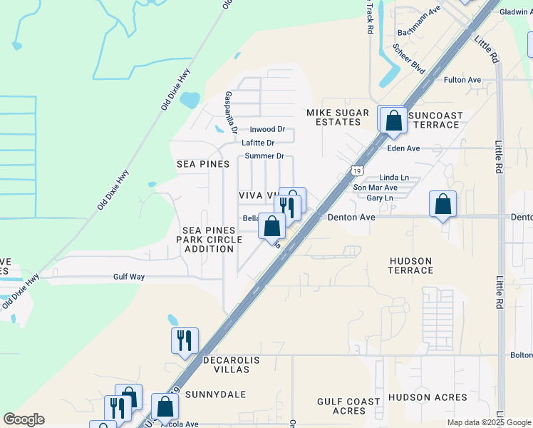 map of restaurants, bars, coffee shops, grocery stores, and more near 8600 Winter Haven Drive in Hudson