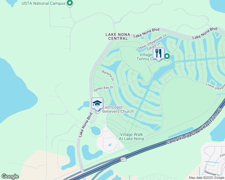 map of restaurants, bars, coffee shops, grocery stores, and more near 11866 Barletta Drive in Orlando