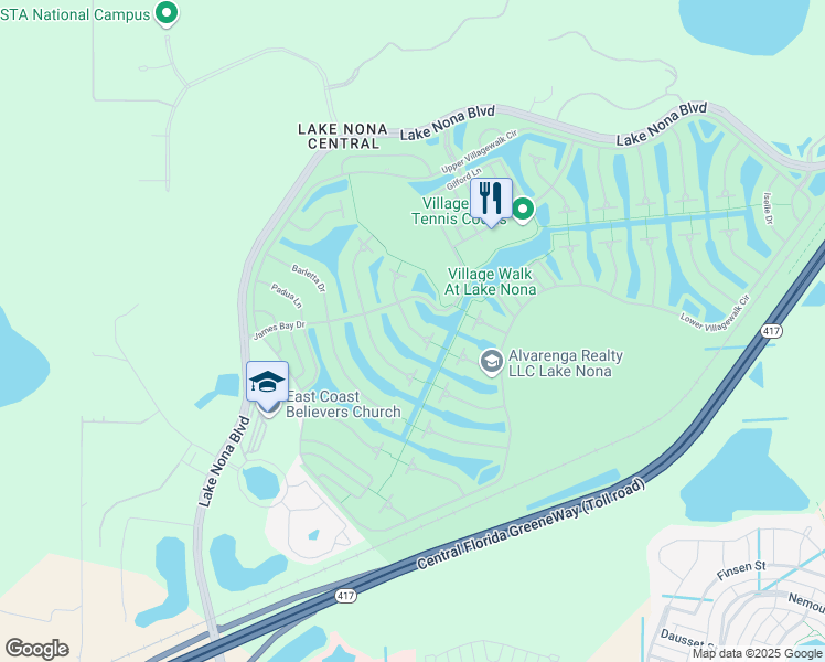 map of restaurants, bars, coffee shops, grocery stores, and more near 11937 Yellow Fin Trail in Orlando
