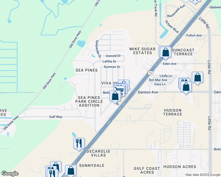 map of restaurants, bars, coffee shops, grocery stores, and more near 8600 Winter Haven Drive in Hudson