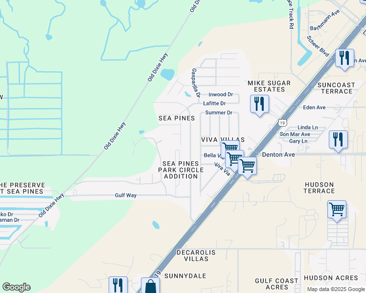 map of restaurants, bars, coffee shops, grocery stores, and more near 16020 Blackbeard Lane in Hudson