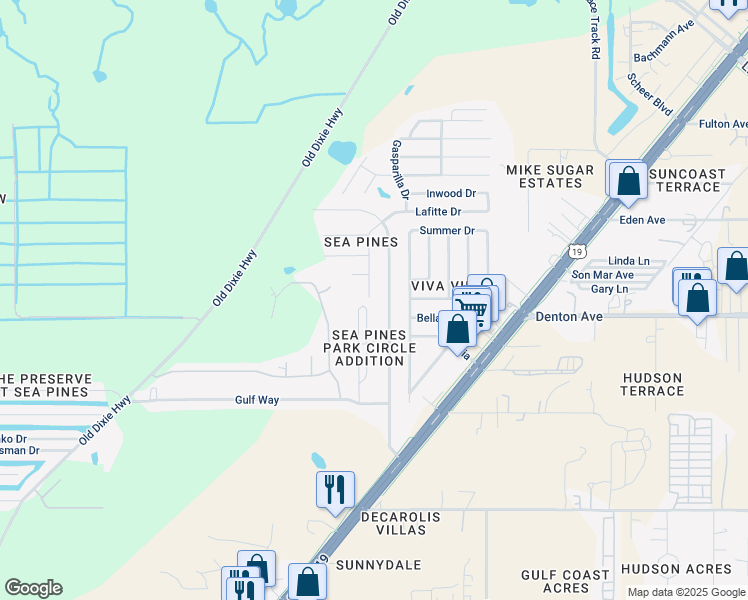 map of restaurants, bars, coffee shops, grocery stores, and more near 16020 Blackbeard Ln in Hudson