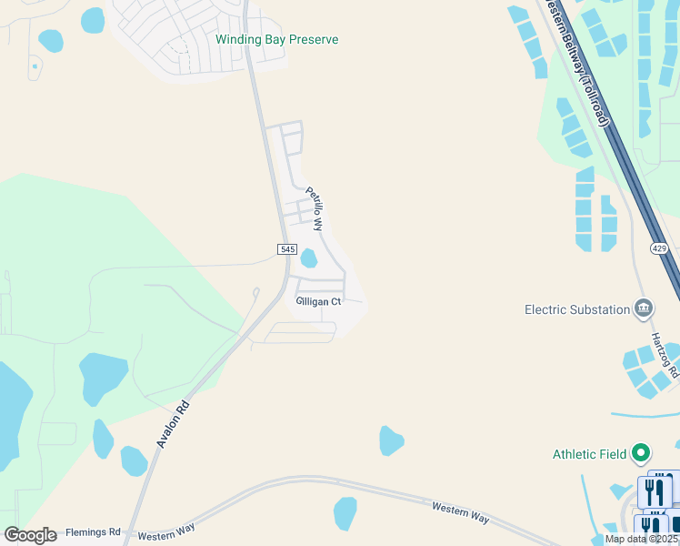 map of restaurants, bars, coffee shops, grocery stores, and more near 10756 Petrillo Way in Winter Garden