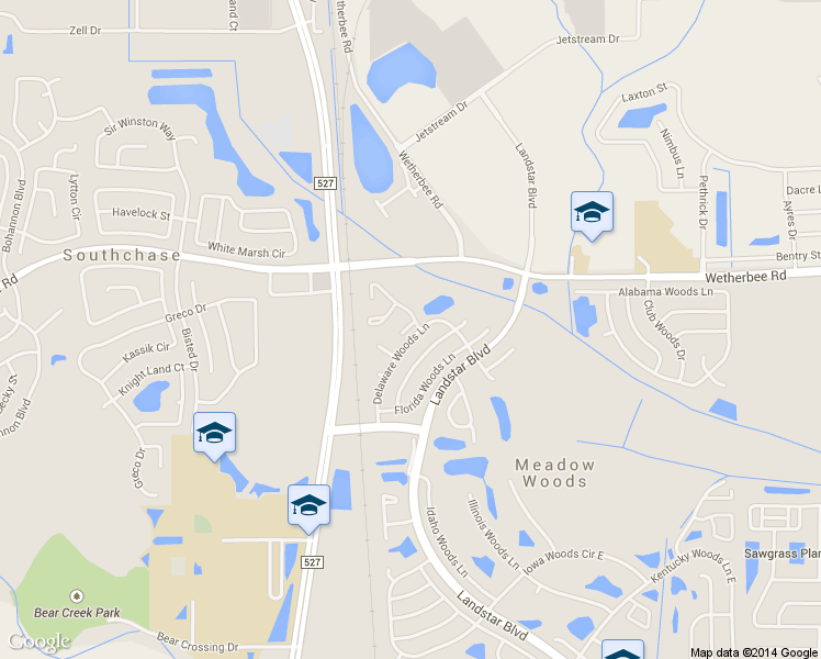 map of restaurants, bars, coffee shops, grocery stores, and more near 12107 Sand Pebble Way in Orlando