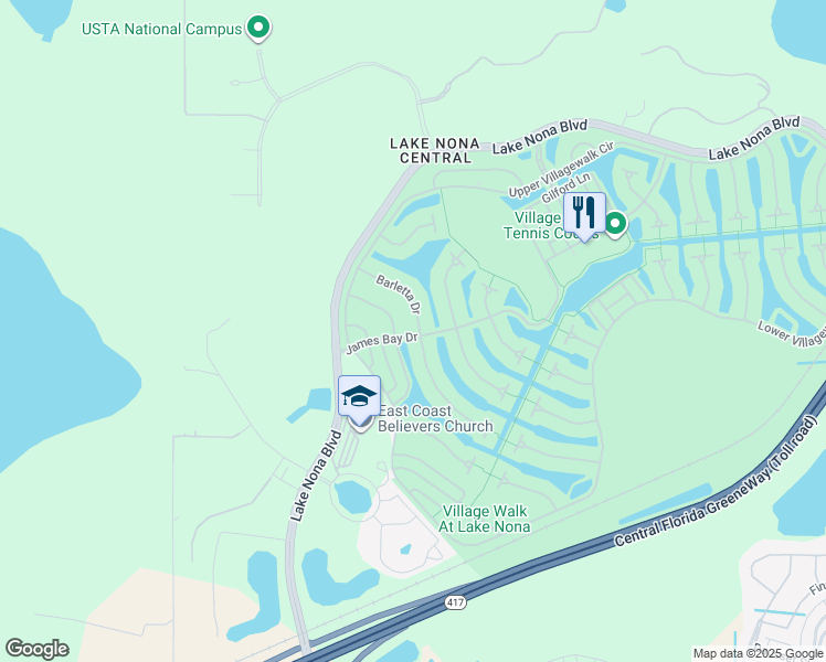 map of restaurants, bars, coffee shops, grocery stores, and more near 11866 Barletta Drive in Orlando