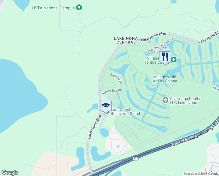 map of restaurants, bars, coffee shops, grocery stores, and more near 11891 Taranto Lane in Orlando