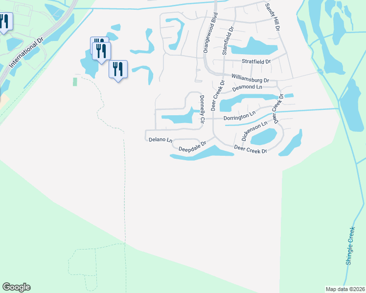 map of restaurants, bars, coffee shops, grocery stores, and more near 5612 Deepdale Drive in Orlando