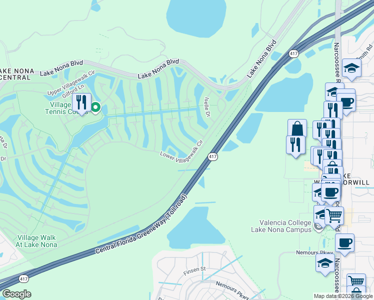 map of restaurants, bars, coffee shops, grocery stores, and more near 12036 Kajetan Lane in Orlando