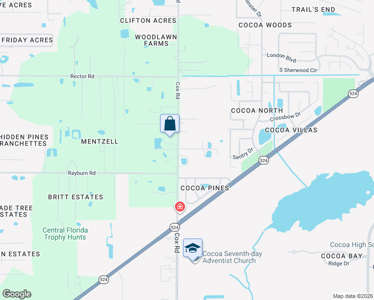 map of restaurants, bars, coffee shops, grocery stores, and more near in Cocoa