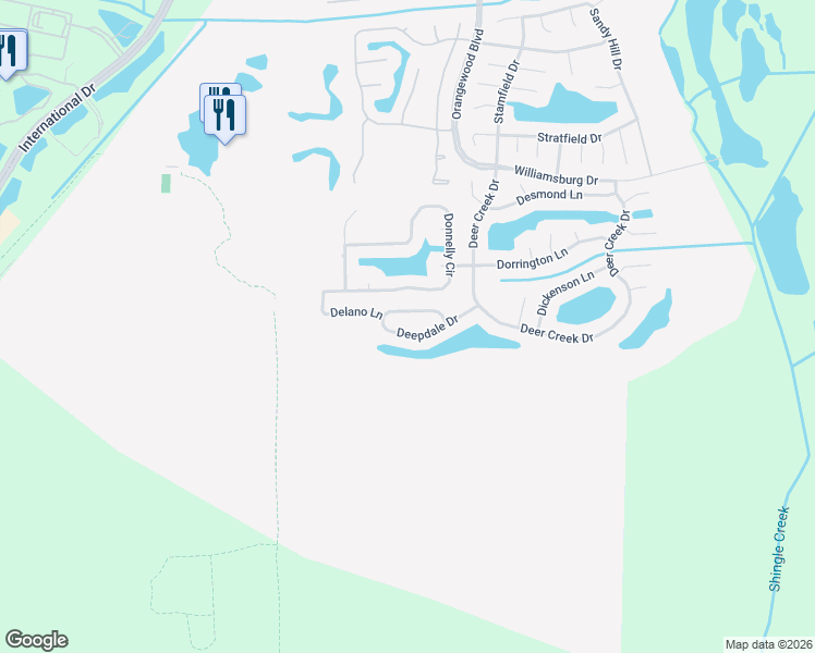 map of restaurants, bars, coffee shops, grocery stores, and more near 5612 Deepdale Drive in Orlando