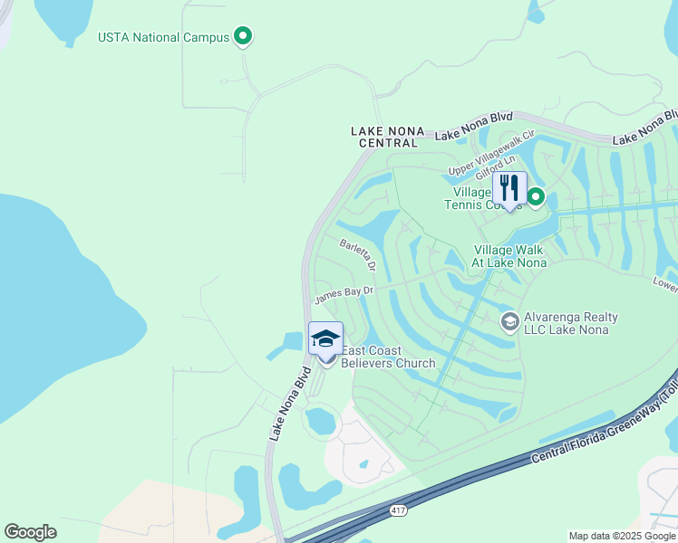 map of restaurants, bars, coffee shops, grocery stores, and more near 11891 Taranto Lane in Orlando
