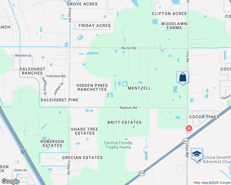 map of restaurants, bars, coffee shops, grocery stores, and more near 4690 Rayburn Road in Cocoa