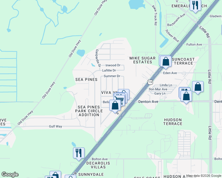 map of restaurants, bars, coffee shops, grocery stores, and more near 16105 Surrey Drive in Hudson
