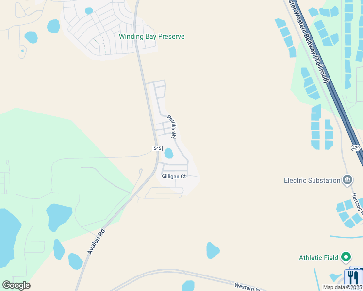 map of restaurants, bars, coffee shops, grocery stores, and more near 10699 Petrillo Way in Winter Garden