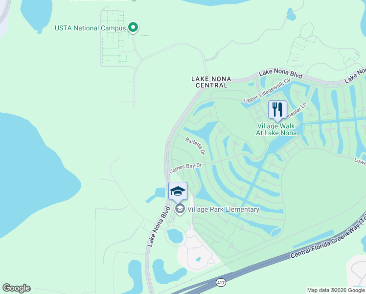map of restaurants, bars, coffee shops, grocery stores, and more near 11754 Barletta Drive in Orlando
