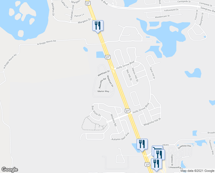 map of restaurants, bars, coffee shops, grocery stores, and more near 3114 Effingham Drive in Clermont