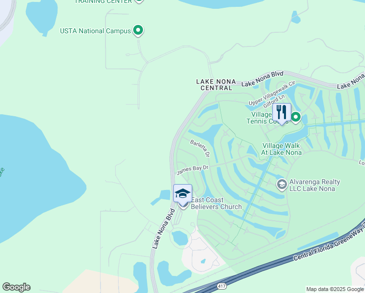 map of restaurants, bars, coffee shops, grocery stores, and more near 11807 Padua Lane in Orlando