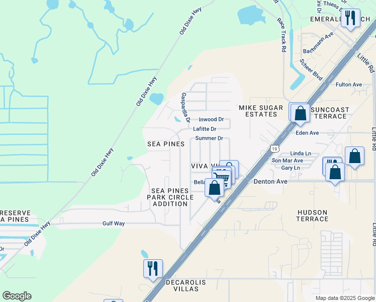 map of restaurants, bars, coffee shops, grocery stores, and more near 16131 Villa Drive in Hudson