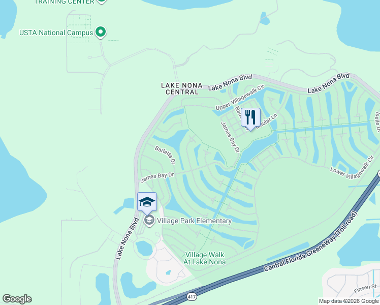 map of restaurants, bars, coffee shops, grocery stores, and more near 11827 Aurelio Lane in Orlando