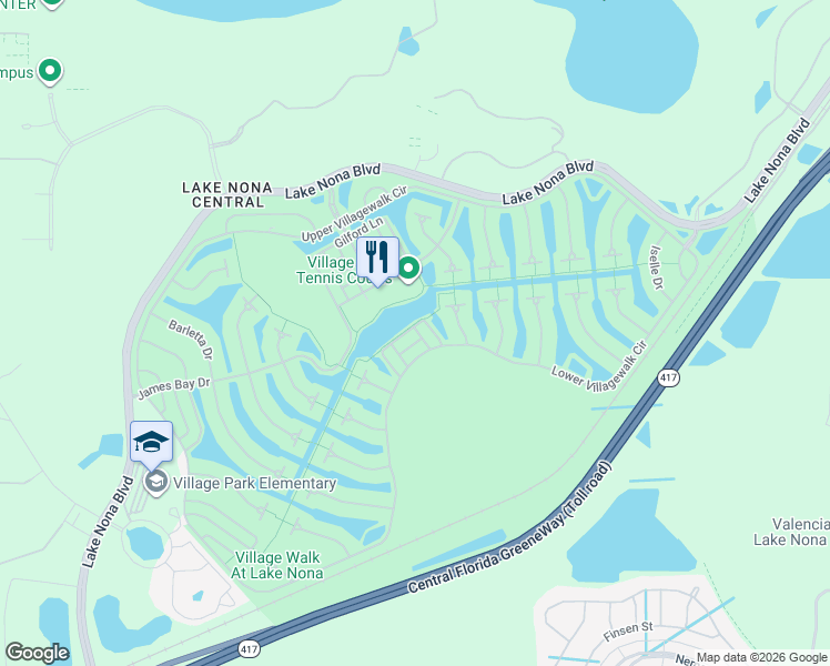 map of restaurants, bars, coffee shops, grocery stores, and more near 8680 Elder Lane in Orlando