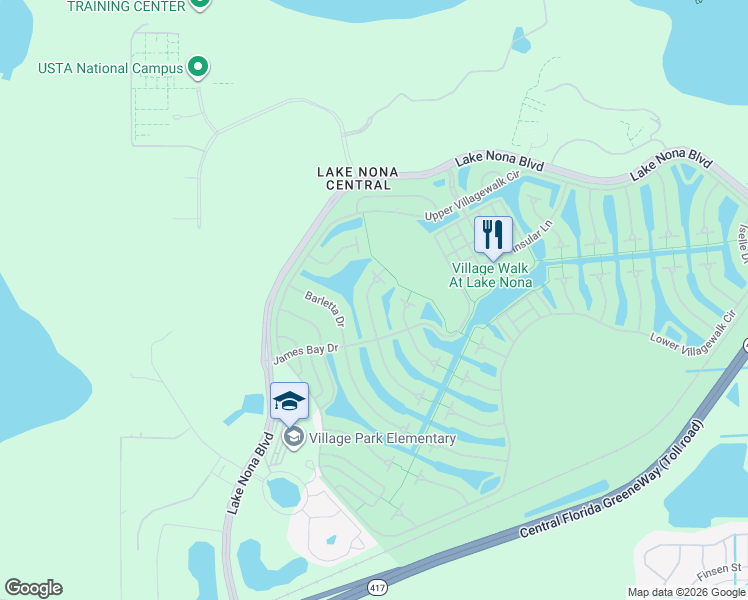 map of restaurants, bars, coffee shops, grocery stores, and more near 11827 Aurelio Lane in Orlando