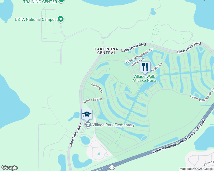 map of restaurants, bars, coffee shops, grocery stores, and more near 11827 Aurelio Lane in Orlando