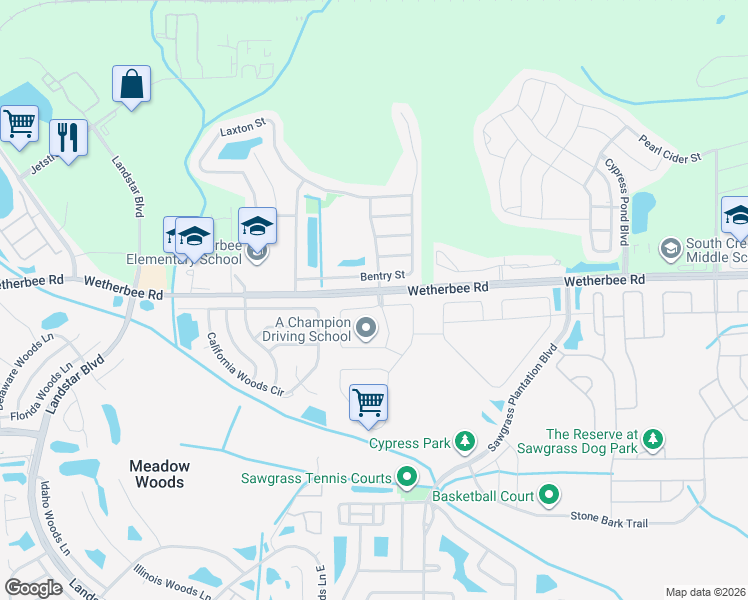 map of restaurants, bars, coffee shops, grocery stores, and more near 1800 Plumas Way in Orlando