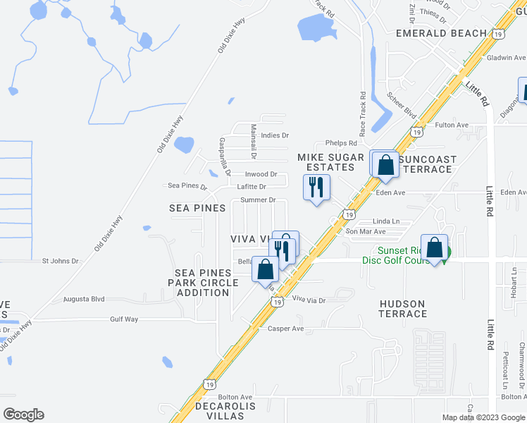 map of restaurants, bars, coffee shops, grocery stores, and more near 16136 Surrey Drive in Hudson