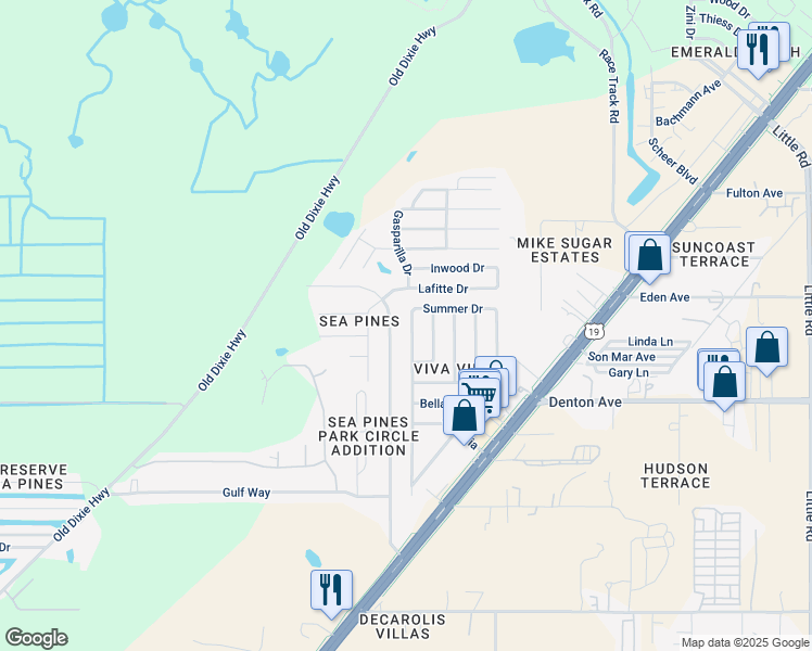 map of restaurants, bars, coffee shops, grocery stores, and more near 16131 Villa Drive in Hudson
