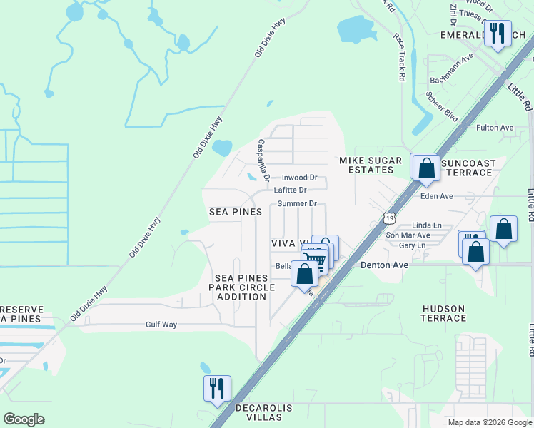 map of restaurants, bars, coffee shops, grocery stores, and more near 16139 Villa Drive in Hudson