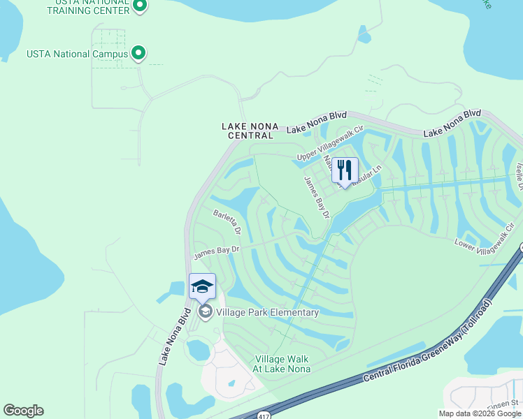 map of restaurants, bars, coffee shops, grocery stores, and more near 11827 Aurelio Lane in Orlando