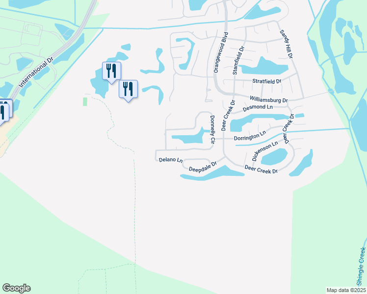 map of restaurants, bars, coffee shops, grocery stores, and more near 5846 Donnelly Circle in Orlando